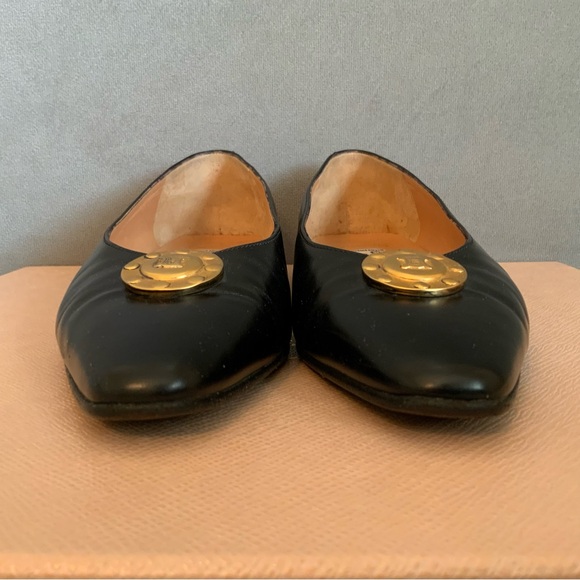 Authentic Celine Paris Leather Flat Loafer Black Rare Vintage Size 5.5 - Picture 7 of 14